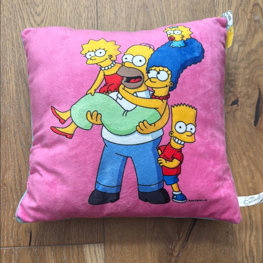 NWT Simpsons Family Pink Blue Decorative Pillow Plush
